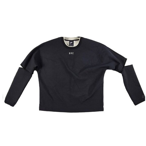 NIKE Tech Pack Cutout Elbow Crew Neck Pullover Black Sweatshirt Sportswear Med - Picture 2 of 10